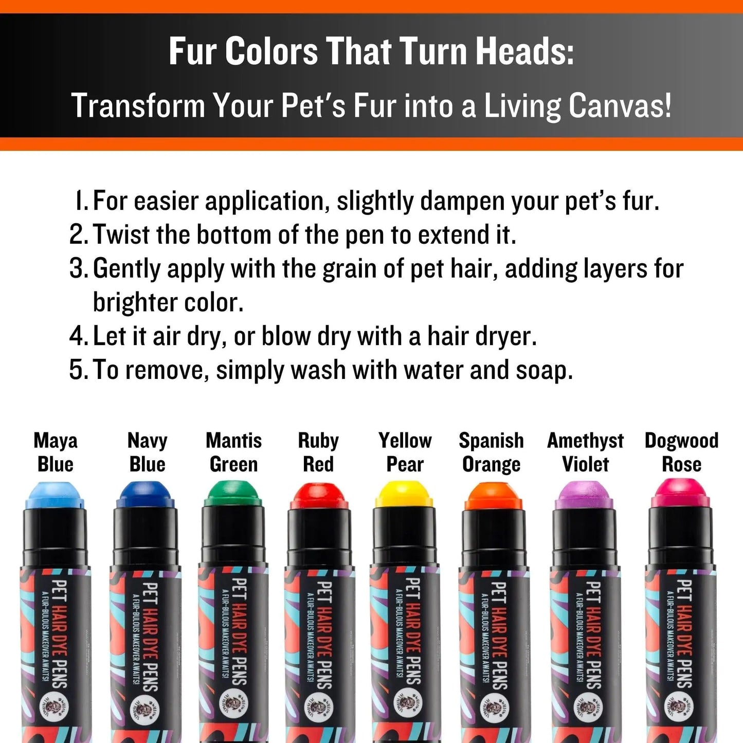 Dog Hair Dye 8 Color Dog Safe Hair Dye Non Toxic Temporary Pet Hair Paint Pens